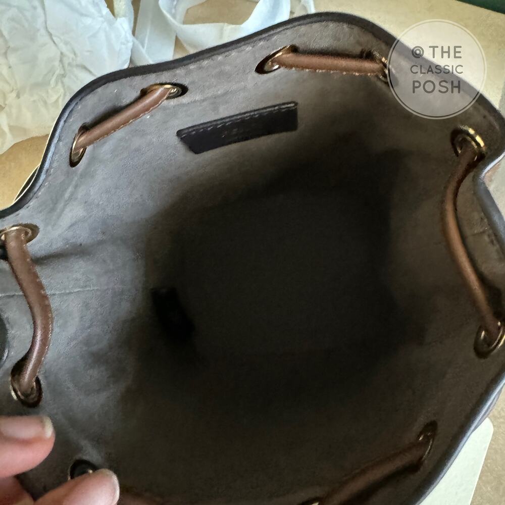 New Fendi Mini Mon Tresor Brown Fabric Mini Bucket Bag - Picture 9 of 11
